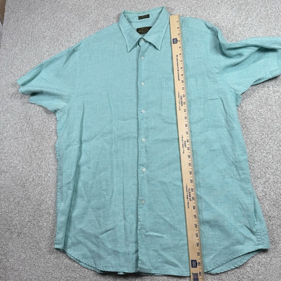 Orvis Signature Collection Blue 100% Linen Button Down Shirt Short Sleeve XL - Picture 4 of 6